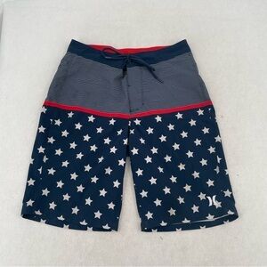 HURLEY Men’s Red, White & Blue hybrid swim shorts size: 28